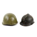 Collection of five miscellaneous military helmets.