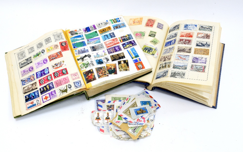 2 Boxes of World Stamps in 4 Albums, Album leaves, loose in envelopes, First Day Covers, Great