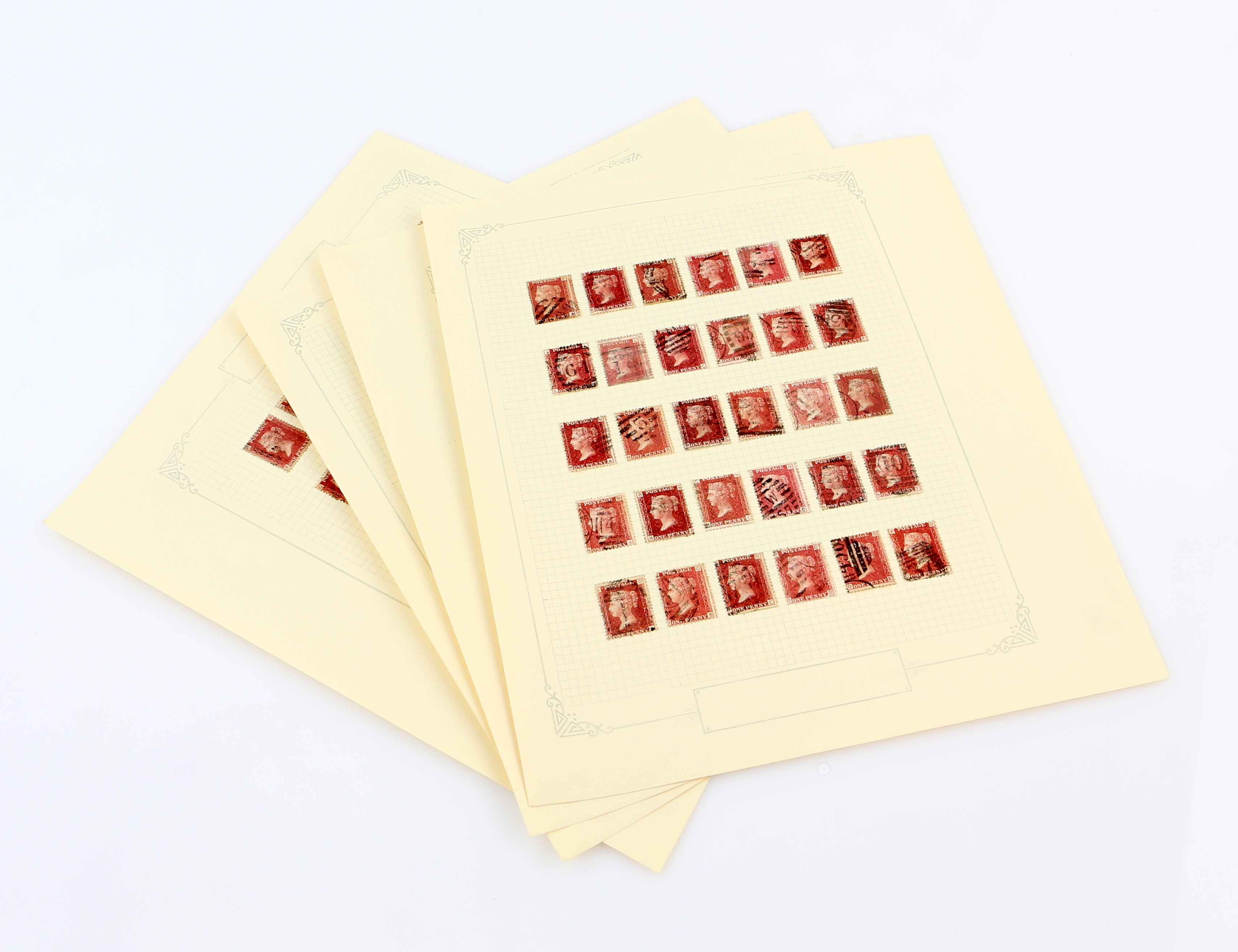 Stamps. Great Britain 1864-79 1D Red plate 216 complete sheet reconstruction of 240 stamps on 8