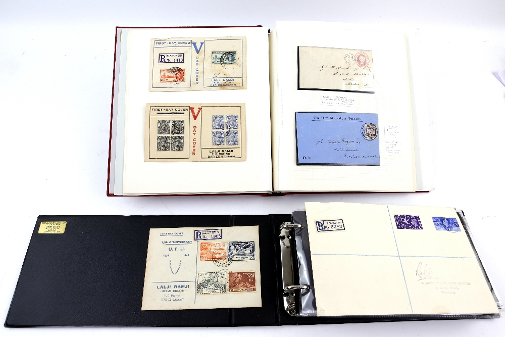 Stamps. Red album, small blue album, Postal History from GB pre stamp entries, 1834 Dublin Free date - Image 2 of 2