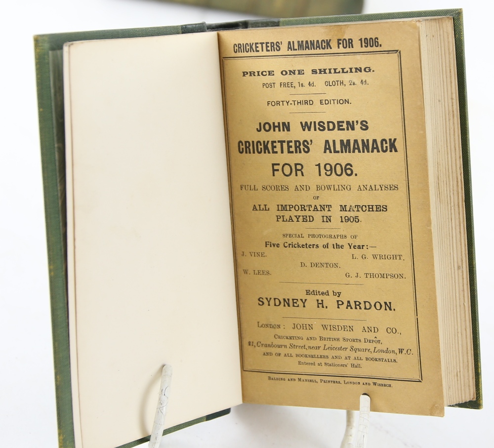 John Wisden's Cricketers' Almanack,1900-1913, 14 vols. all except 1903 with original paper covers. - Image 6 of 15