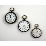 Silver pocket watch and two silver plated pocket watches,