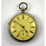 Victorian silver gentleman's fusee movement pocket watch with second hand, movement by J Harris &
