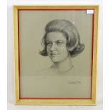 Constance Louise Fidler (b.1904), head and shoulder portrait of a woman, chalk, signed to lower