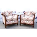 Pair of Mahogany framed arm chairs