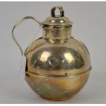 Victorian silver jug designed as a grenade, Birmingham 1892, maker's mark rubbed, with removeable