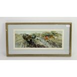 F Donald Blake town scene signed watercolour 16cm x 46cm