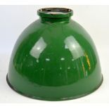 Large green and white enamel industrial lamp shade