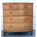 19th century mahogany bow fronted chest of drawers