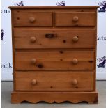 A pine chest of two short over three long drawers and a chest of three drawers. (2)