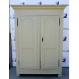 Grey painted French pine cupboard with panelled doors