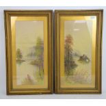 N Thornton, two watercolour landscapes of lakes, both framed