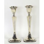 Pair of George V silver candlesticks, Birmingham, 1921, 20cm high,