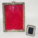 Victorian silver photograph frame, Birmingham, 1900, 24cm x 18cm, and a smaller silver photograph