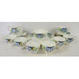Grafton tea service decorated with blue flowers,