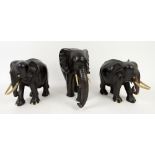 Collection of African carved Elephants