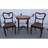 Pair of mahogany dining chairs, three bedroom mirrors and an oval table