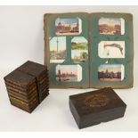 Huntley and Palmer Library biscuit tin, Pilkington Brothers glass traveling sample box and an