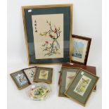 Cash's of Coventry framed silks including flowers, butterflies and boats and various bookmarks