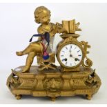 19th century French gilt metal mantel clock