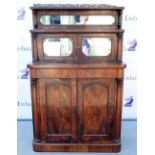 19th century rosewood chiffonier with raised back base with two drawers and two cupboard doors