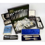 Collection of silver plated items including an Arthur Price canteen in case, various cased spoon