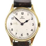Omega Gentleman's wristwatch in gold case, the signed dial with arabic numerals,railway minute track