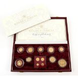 Royal Mint, Golden Jubilee gold proof coin set, 2002, 'Golden Jubilee £5, 'Bimetallic' £2,