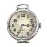 Rolex An early silver round cased wrist watch, the double-hinged case containing a The dial has