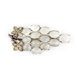 Vintage moonstone grape brooch, set in white base metal, 6 x 3 cm . CONDITIONMetal has some