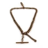Double row graduated Albert chain, with t-bar and Swivel clasp, in 9 ct, 19.5cm in length .