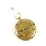 A Victorian open faced pocket watch, gilt dial with Roman numerals, subsidiary dial and minute