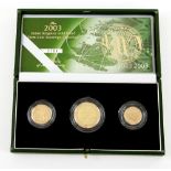 Royal Mint. UK gold sovereigns, Royal Mint 2003 'UK Gold Proof Sovereign Three coin collection'.