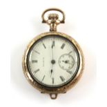 An Elgin Wadsworth Pilot pocket watch , The signed white enamel dial with Roman numeral hour markers