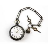 A George 4th English silver Pair cased pocket watch, The enamel dial with black Roman numeral hour