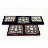 Royal Mint. Various United Kingdom Proof Coin Collections in presentation display cases with