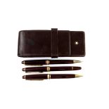 Mont Blanc Meisterstuck, pen and pencil set, in polished burgundy with gold plated mounts,