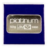 Johnson Matthey, two platinum tablets, stamped 9995, each 50 grams, cased .