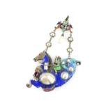 An unusually large Austro Hungarian enamel and blister pearl pendant, in the form of a sea horse and