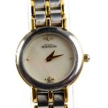 A Michel Herbelin ladies bi metal wrist watch reference 17069.B the signed white dial with diamond