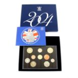 Royal Mint 2004 Proof coin set, comprising 10 coins ,including two £2 and two fifty pence pieces, in