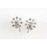 Diamond cluster earrings, set with round brilliant cut diamonds, estimated total diamond weight 0.68