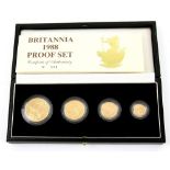 Britannia 1988 Proof Set of Gold Coins, Royal Mint comprising £100, £50, £25 and £10 in presentation
