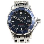 Omega Ladies Seamaster, stainless steel Dive reference 22248000 wristwatch the signed blue wave dial