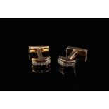 Pair of Art Deco period diamond set cufflinks, with hinged backs, unmarked, testing as 15 ct .