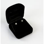 Pair of diamond ear studs, brilliant cut stones, total diamond weight estimated at 0.80 carat,