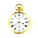 An English gold case open face pocket watch, the white enamel dial signed S Smith and Son , 9 The
