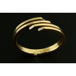 Contemporary oval hinged bangle, in a two row twist, made by Belgium jeweller Alex Fryns, in 18 ct