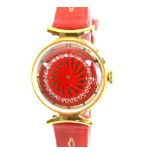 A Vintage Ernest Borel Kaleidoscope cocktail watch in gold plated case, the red dial, signed Ernest