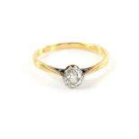 Solitaire ring, old cut diamond, estimated weight 0.46 carats, mounted in 18 ct and platinum, ring